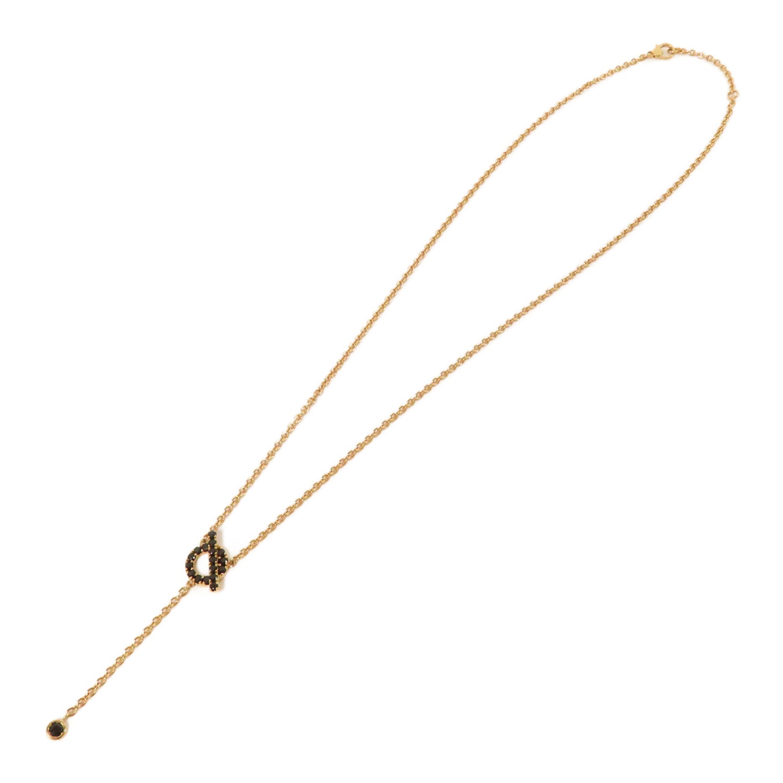 HERMES 18K黃金/黑尖晶石Finesse Lariat Necklace項鍊金色