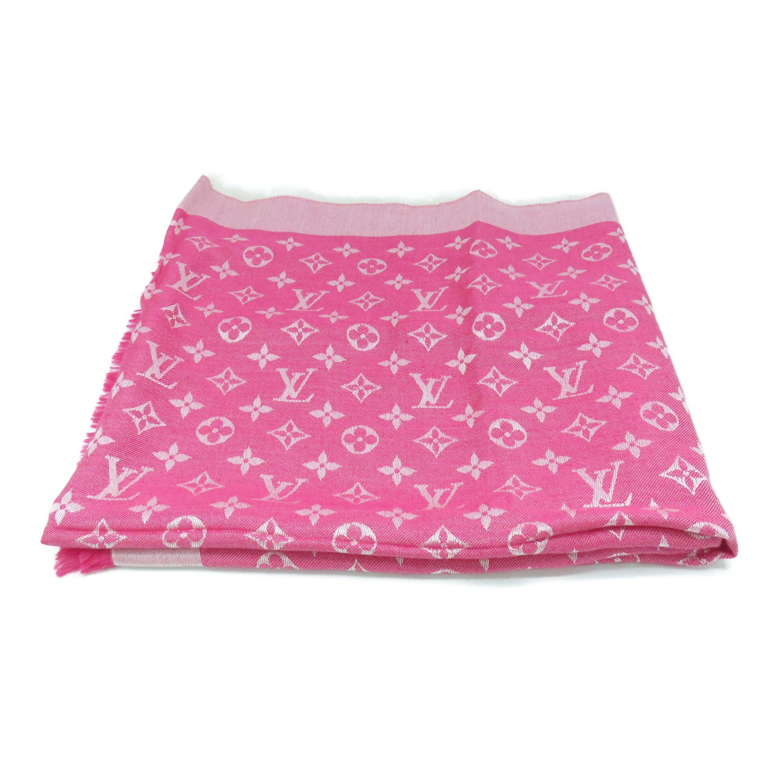 LOUIS VUITTON 絲質/羊毛Scarf絲巾粉紅色/白色