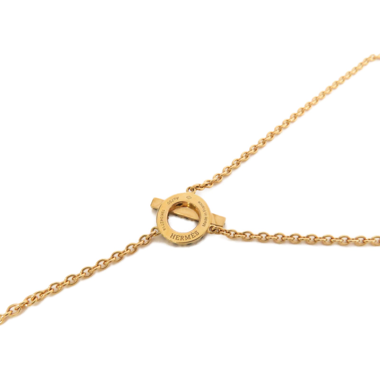 HERMES 18K黃金/黑尖晶石Finesse Lariat Necklace項鍊金色