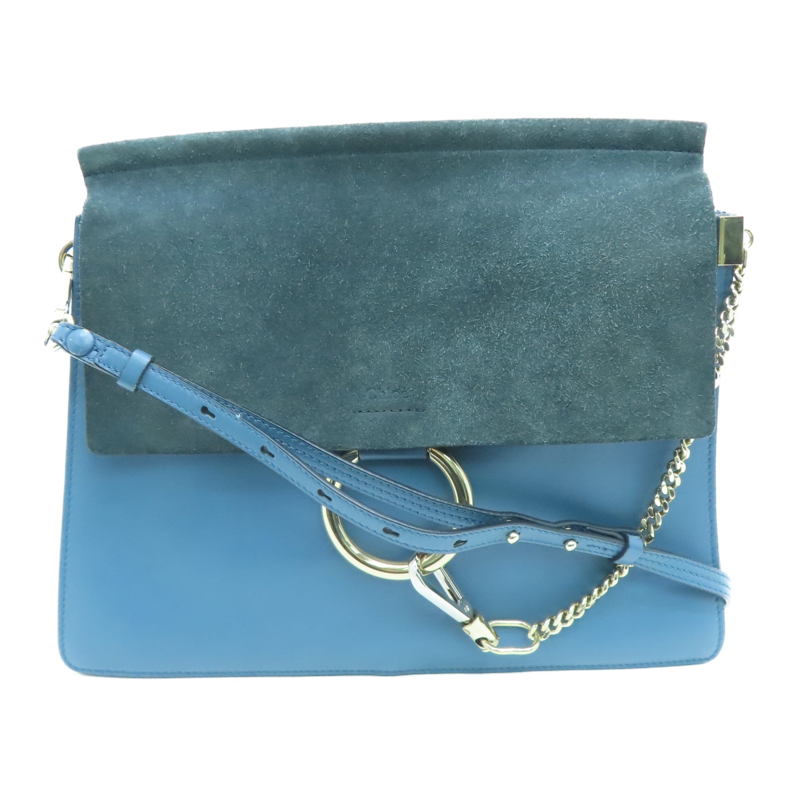 Chloe 【激減優惠】牛皮皮革/麂皮皮革Chain Shoulder金扣鏈帶肩背袋藍色