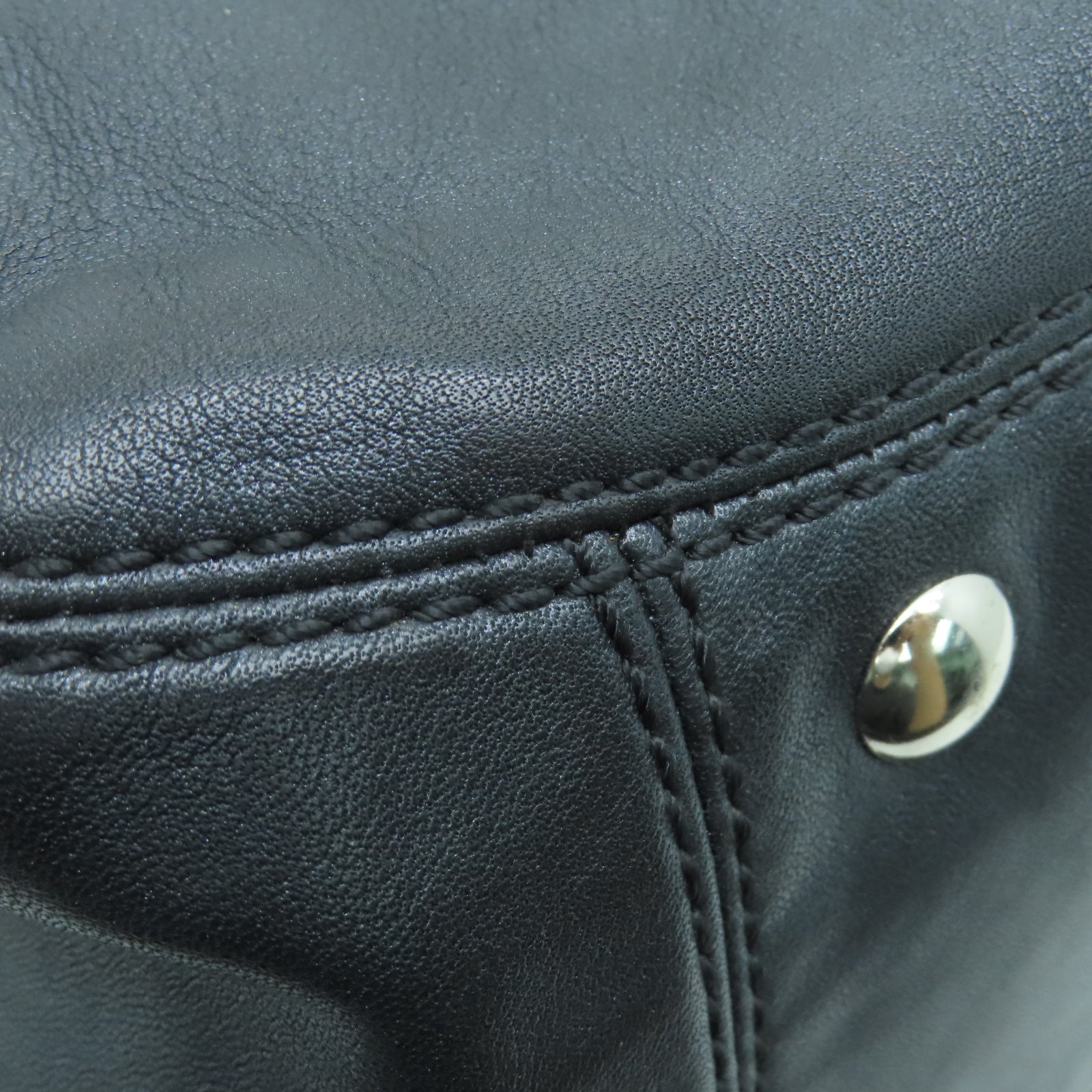 COACH 牛皮皮革Shoulder Bag銀扣肩背袋黑色