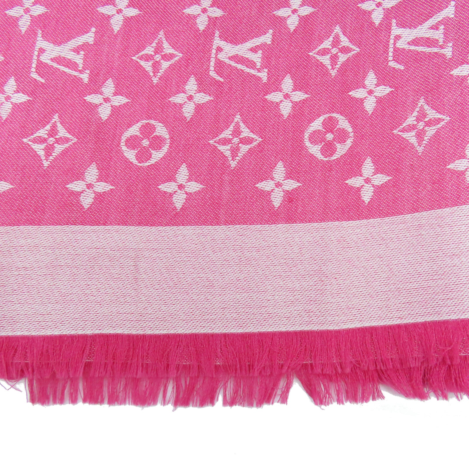 LOUIS VUITTON 絲質/羊毛Scarf絲巾粉紅色/白色