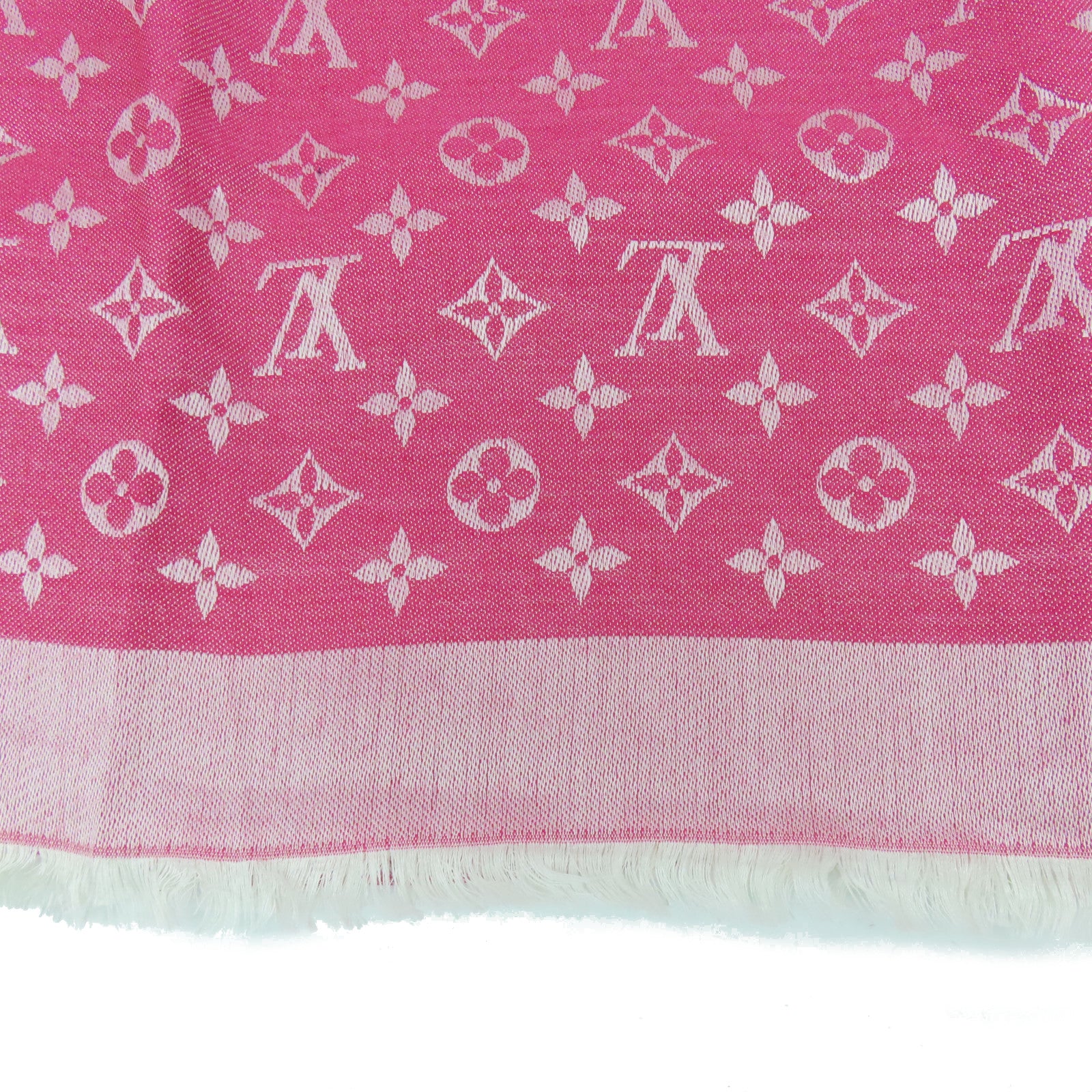 LOUIS VUITTON 絲質/羊毛Scarf絲巾粉紅色/白色