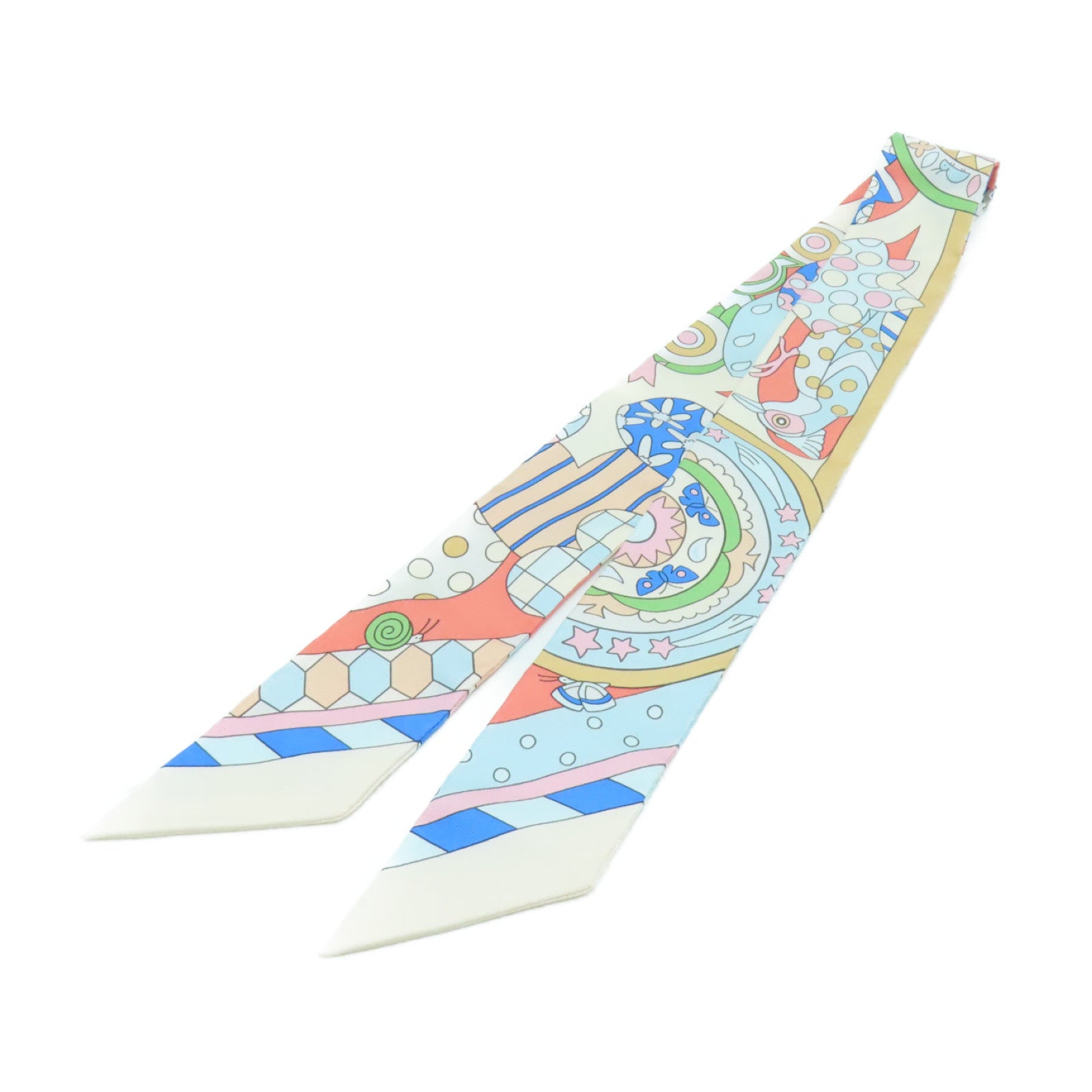 HERMES 絲質Twilly絲巾彩色