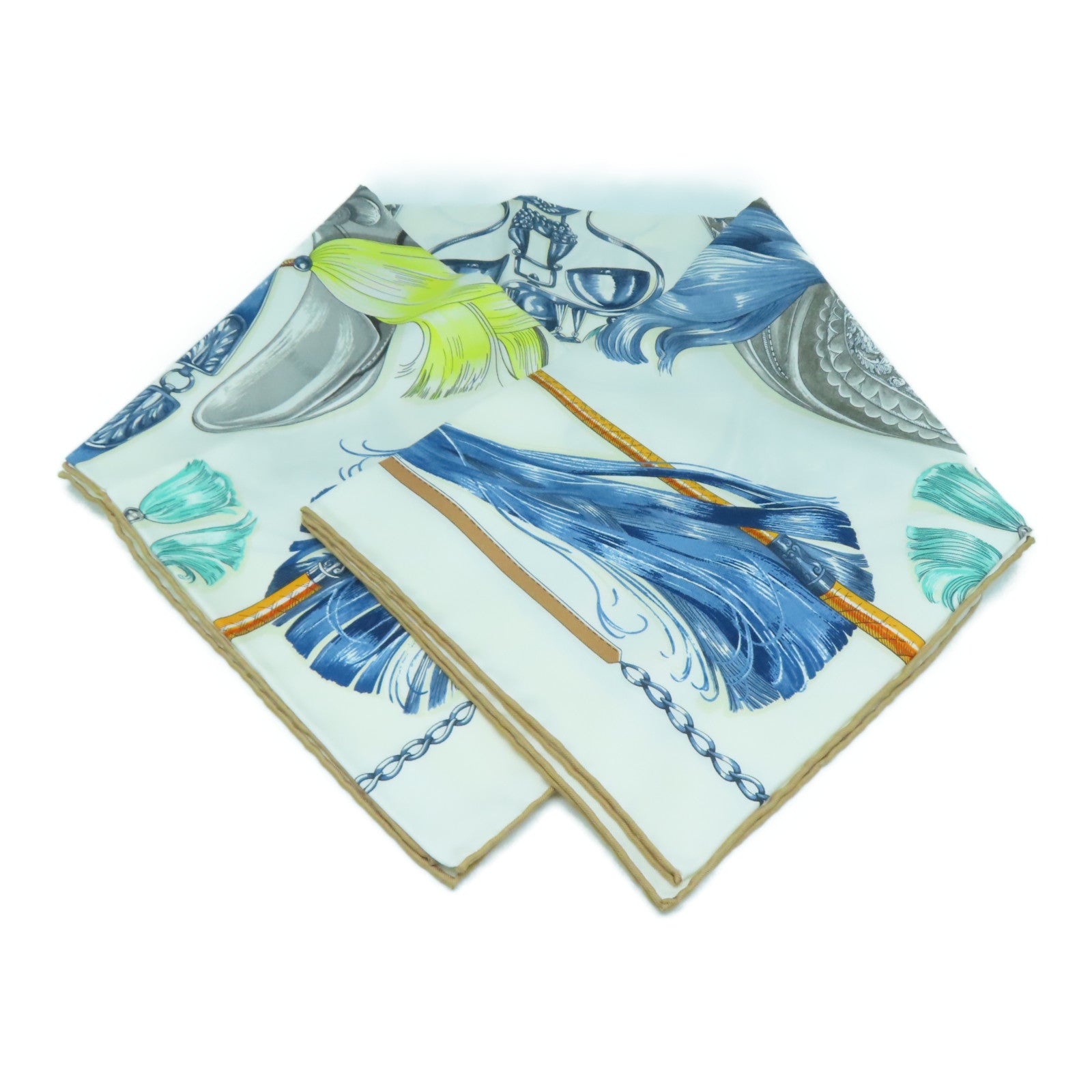 HERMES 丝质Scarf 90丝巾白色/蓝色/灰色