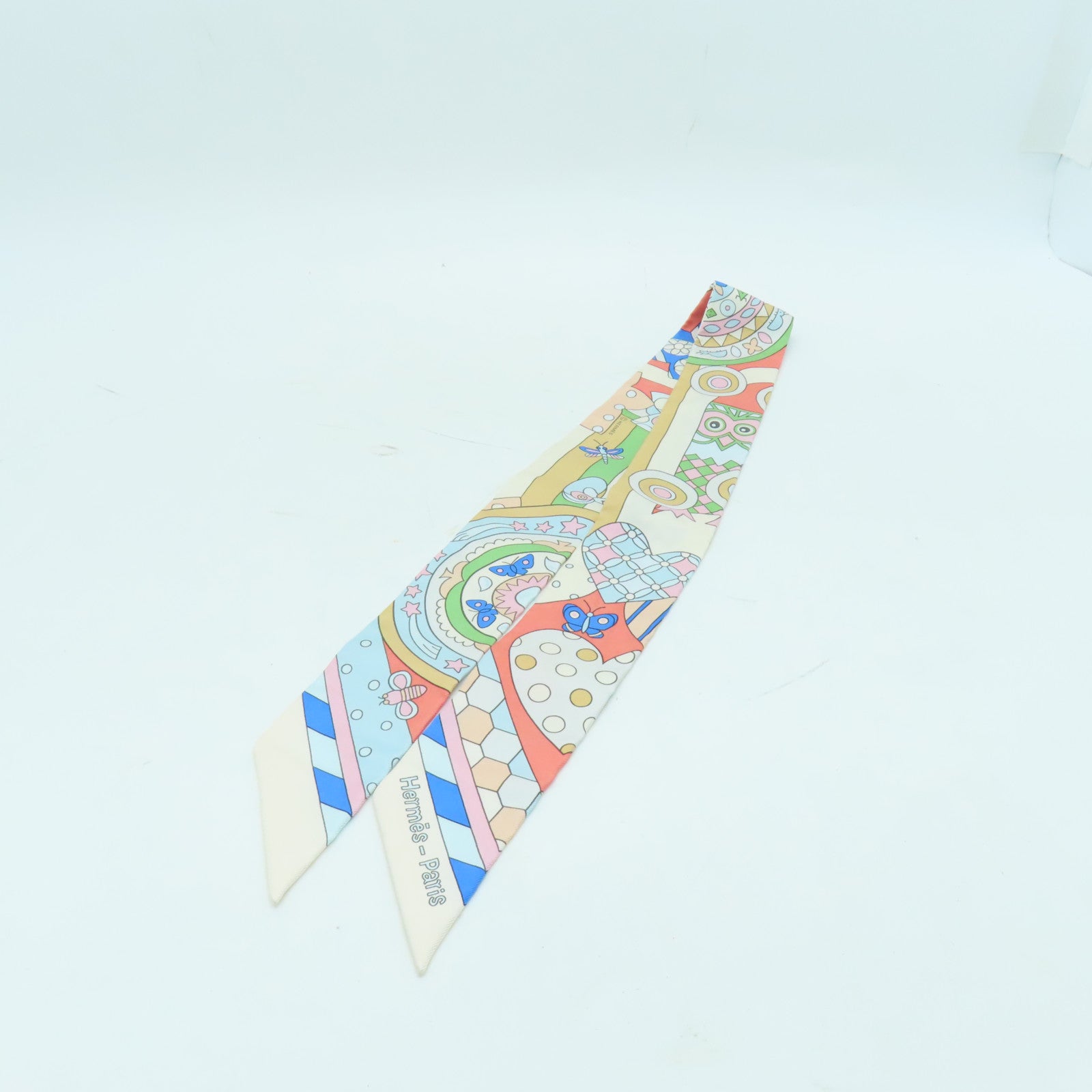 HERMES 絲質Twilly絲巾彩色