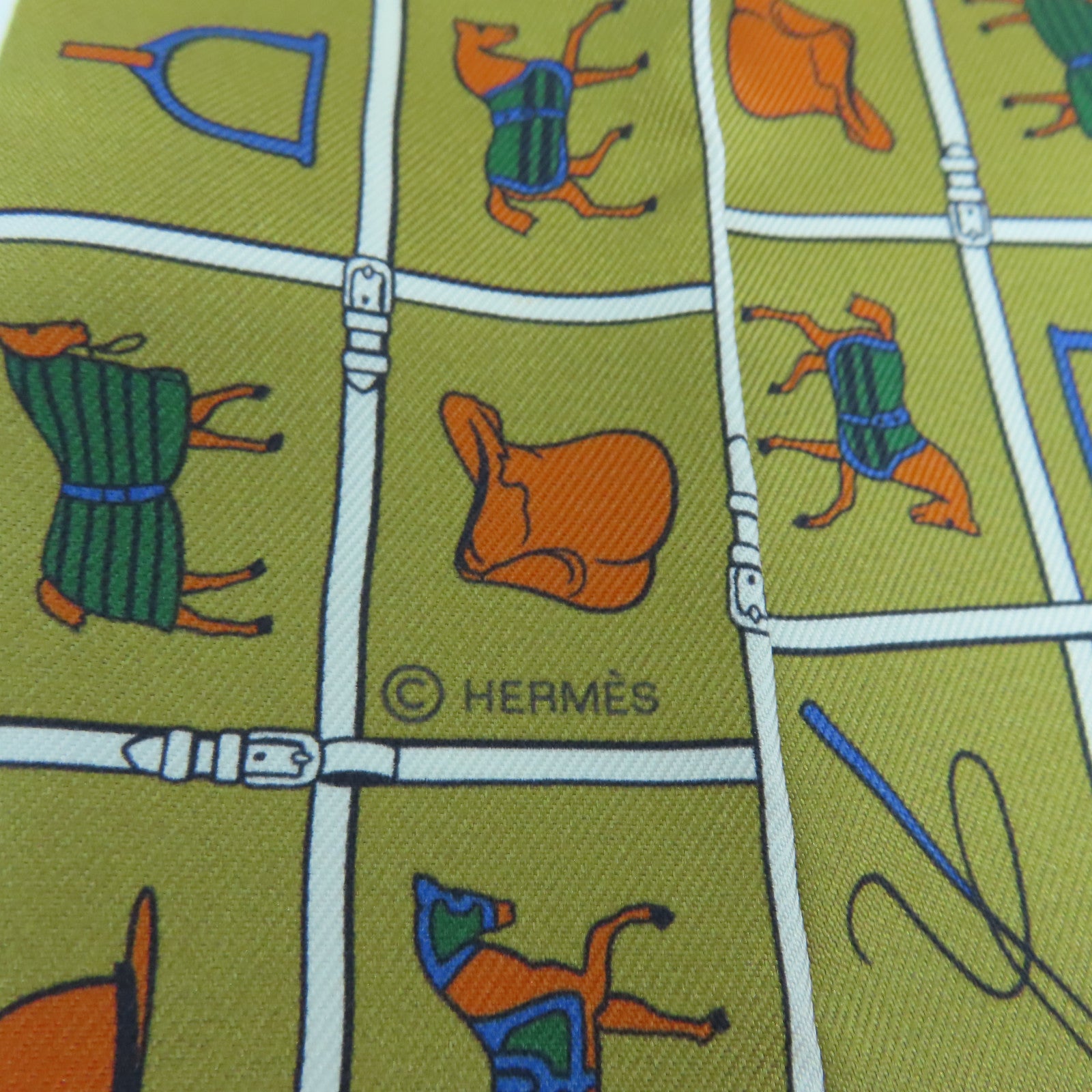 HERMES 絲質Twilly Scarf絲巾色啡色