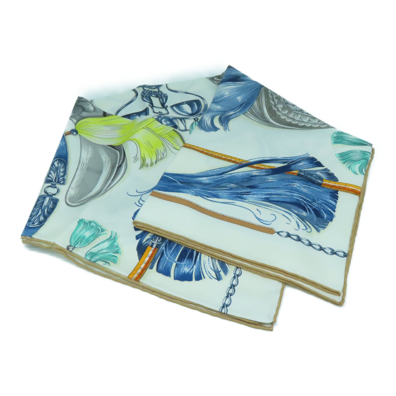 HERMES 丝质Scarf 90丝巾白色/蓝色/灰色