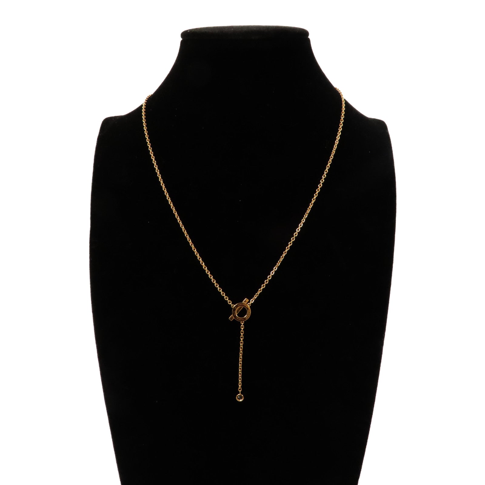 HERMES 18K黃金/黑尖晶石Finesse Lariat Necklace項鍊金色