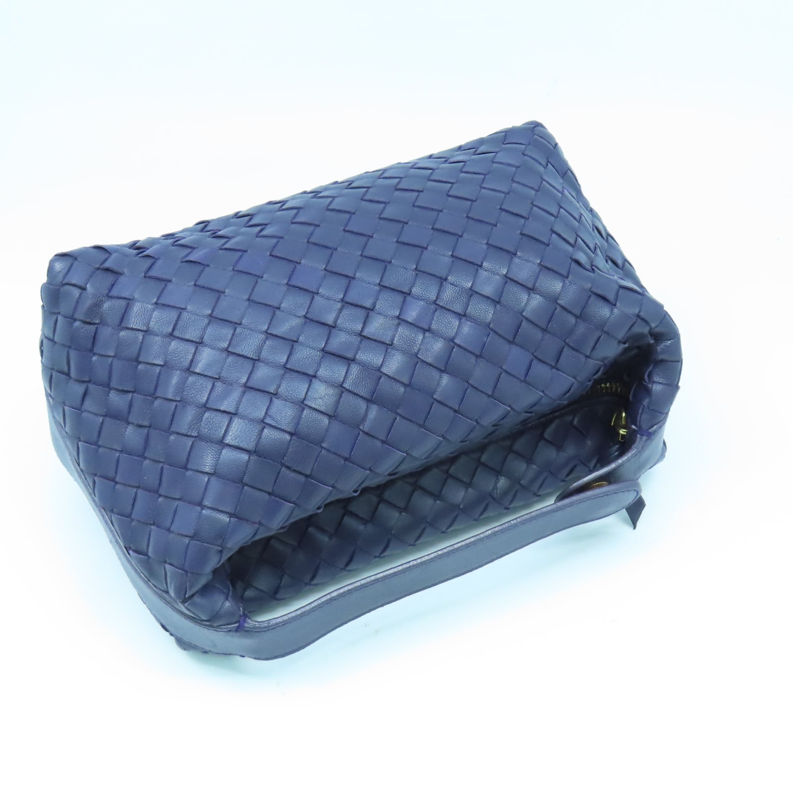 BOTTEGA VENETA 織紋皮革Hand Bag金扣手挽袋紫色