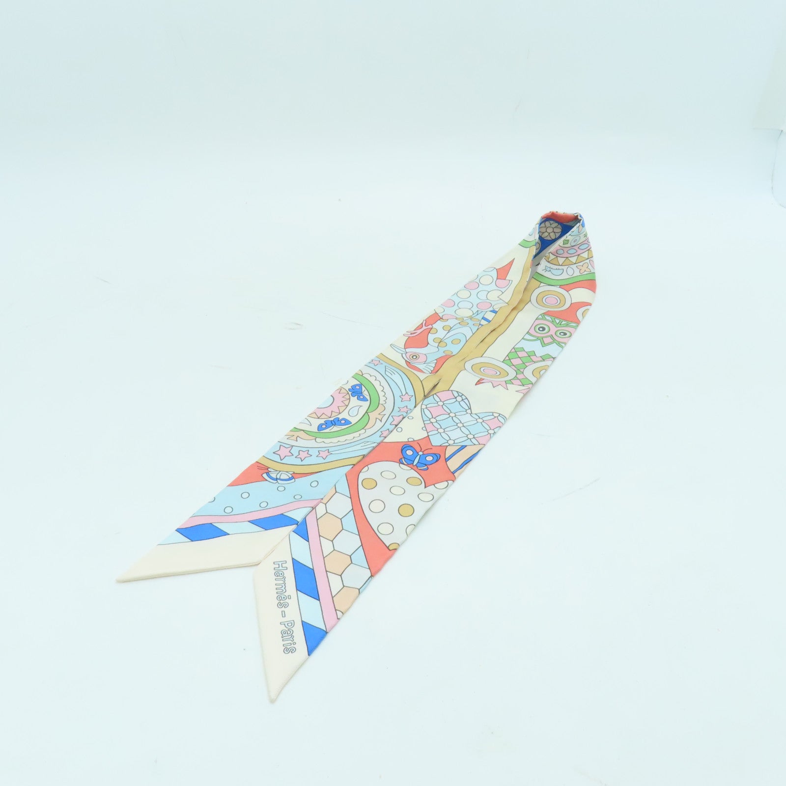 HERMES 絲質Twilly絲巾彩色