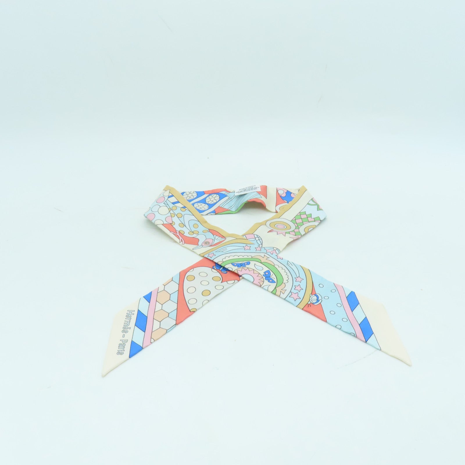HERMES 絲質Twilly絲巾彩色