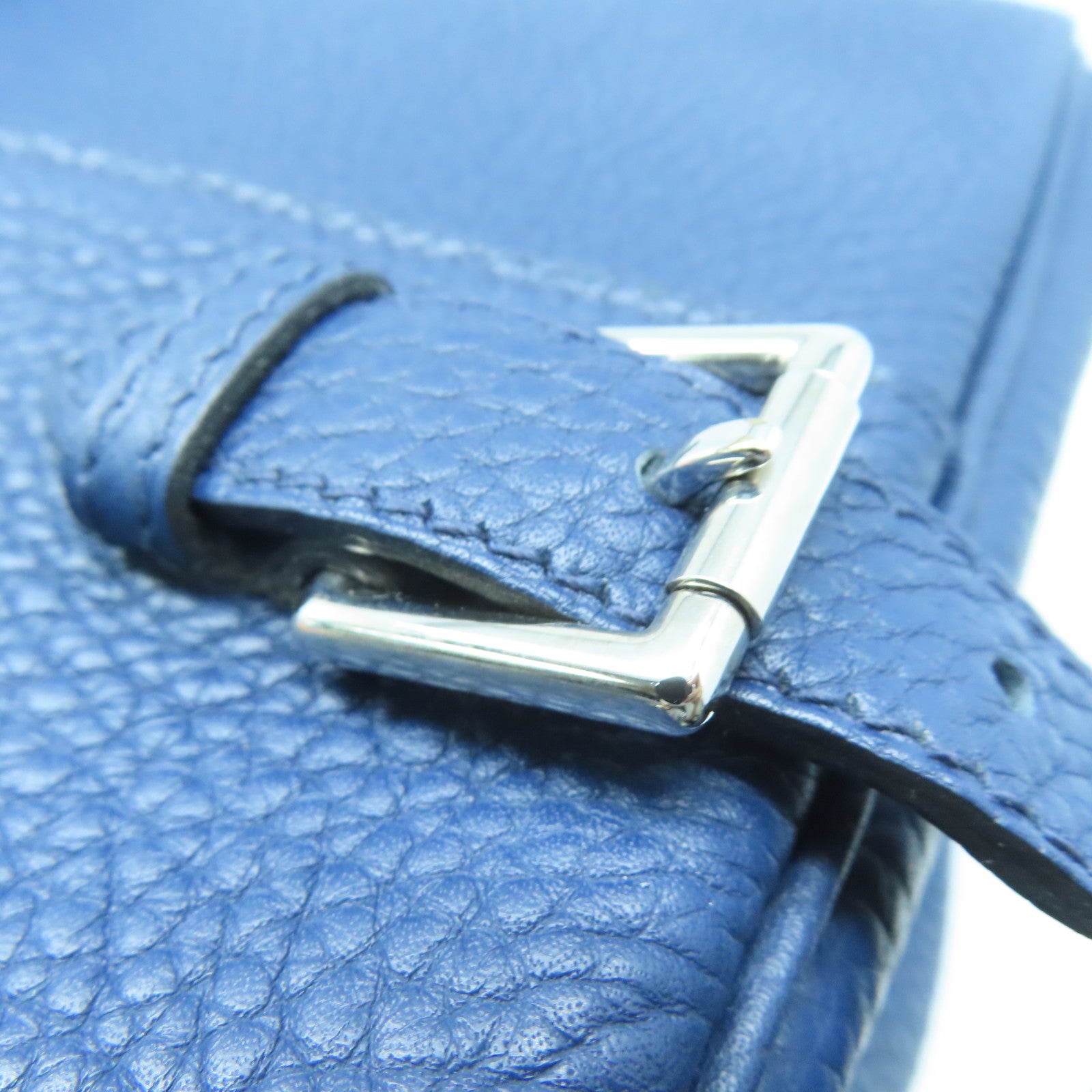 HERMES 【激減優惠】Taurillon Clemence皮革Shoulder Bag銀扣肩背袋Bleu Saphir藍色