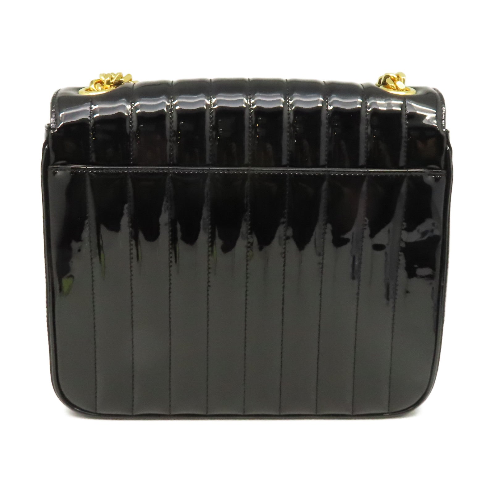 SAINT LAURENT 漆皮皮革Vicky Large Shoulder Bag金扣肩背袋黑色