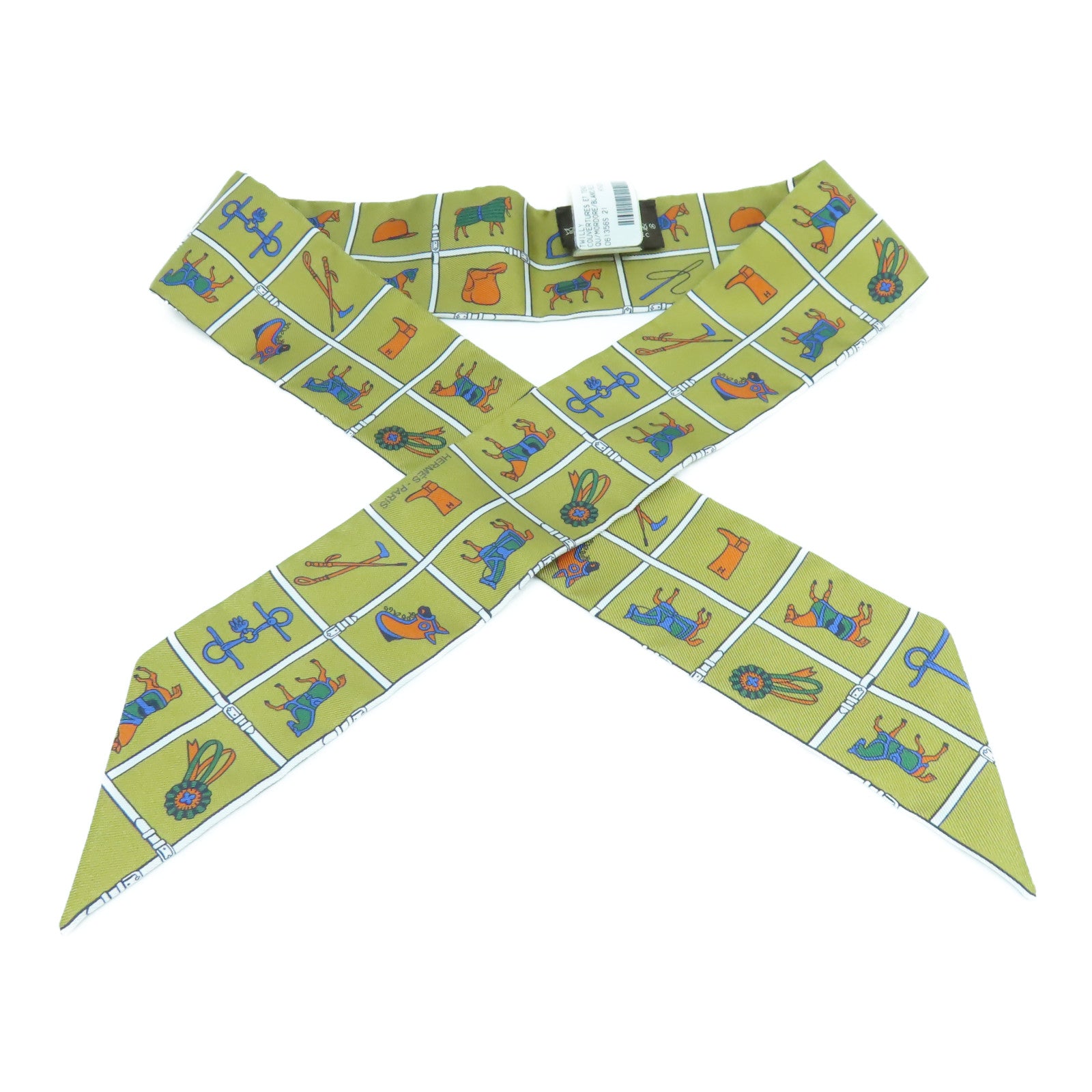 HERMES 絲質Twilly Scarf絲巾色啡色