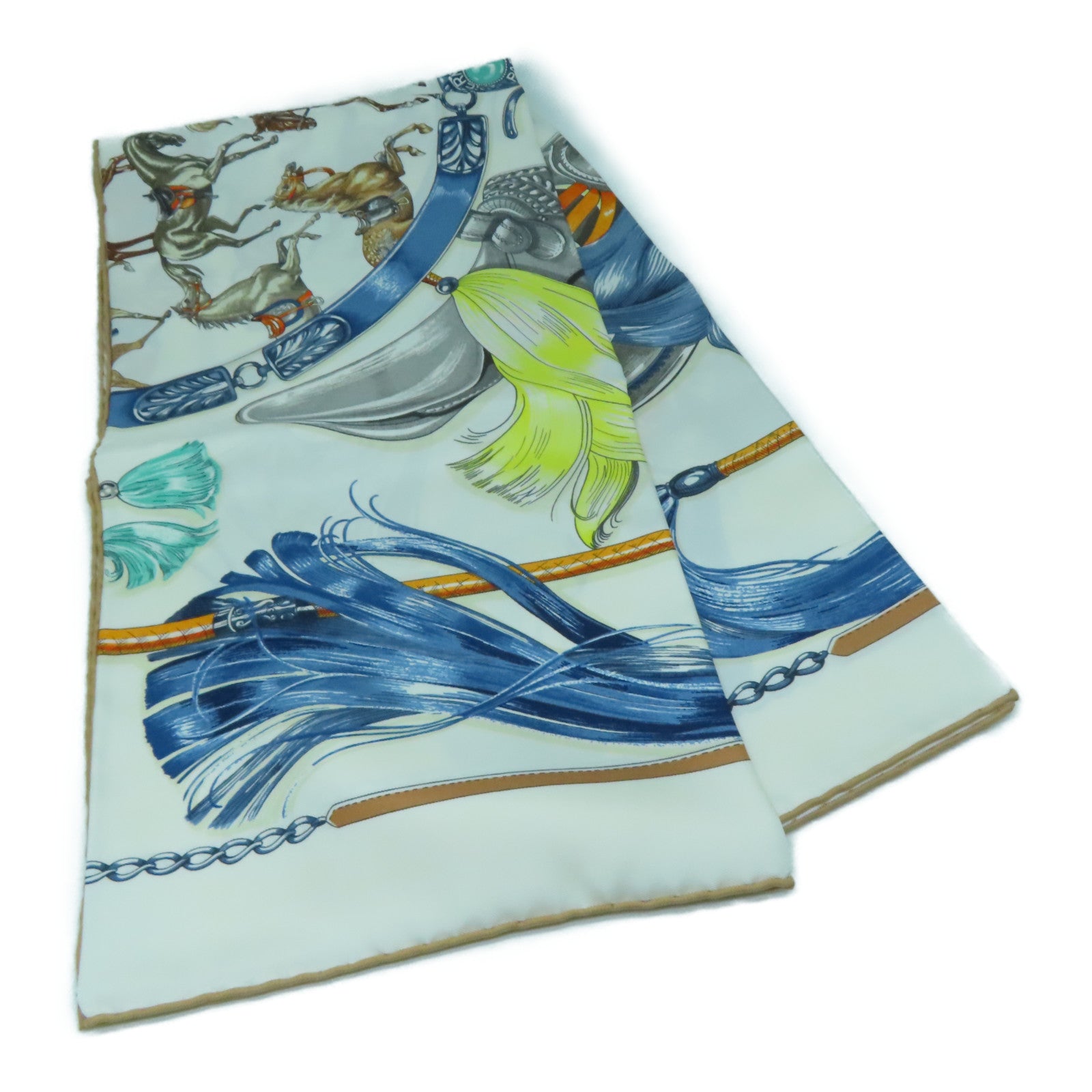 HERMES 丝质Scarf 90丝巾白色/蓝色/灰色
