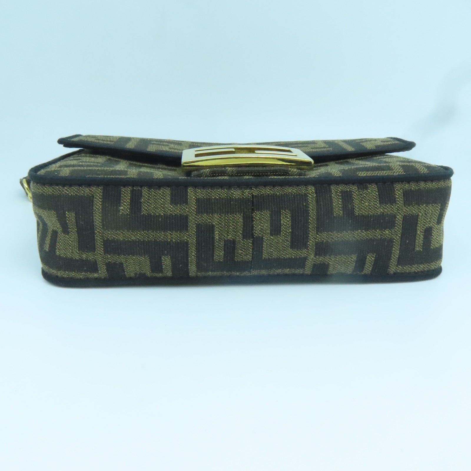 FENDI 帆布Chain Shoulder金扣鏈帶肩背袋棕色