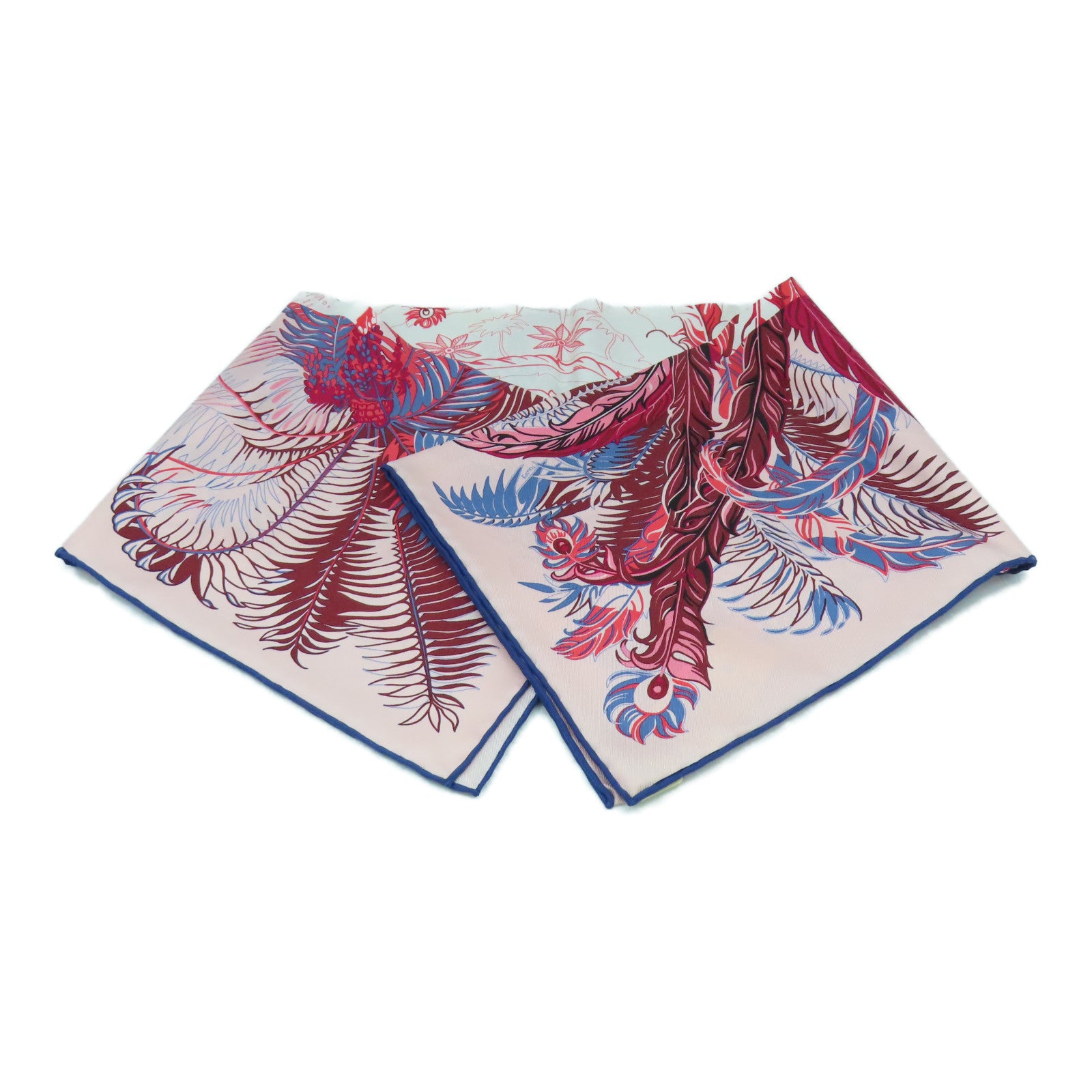 HERMES 絲質Scarf 90X90絲巾粉紅色/藍色