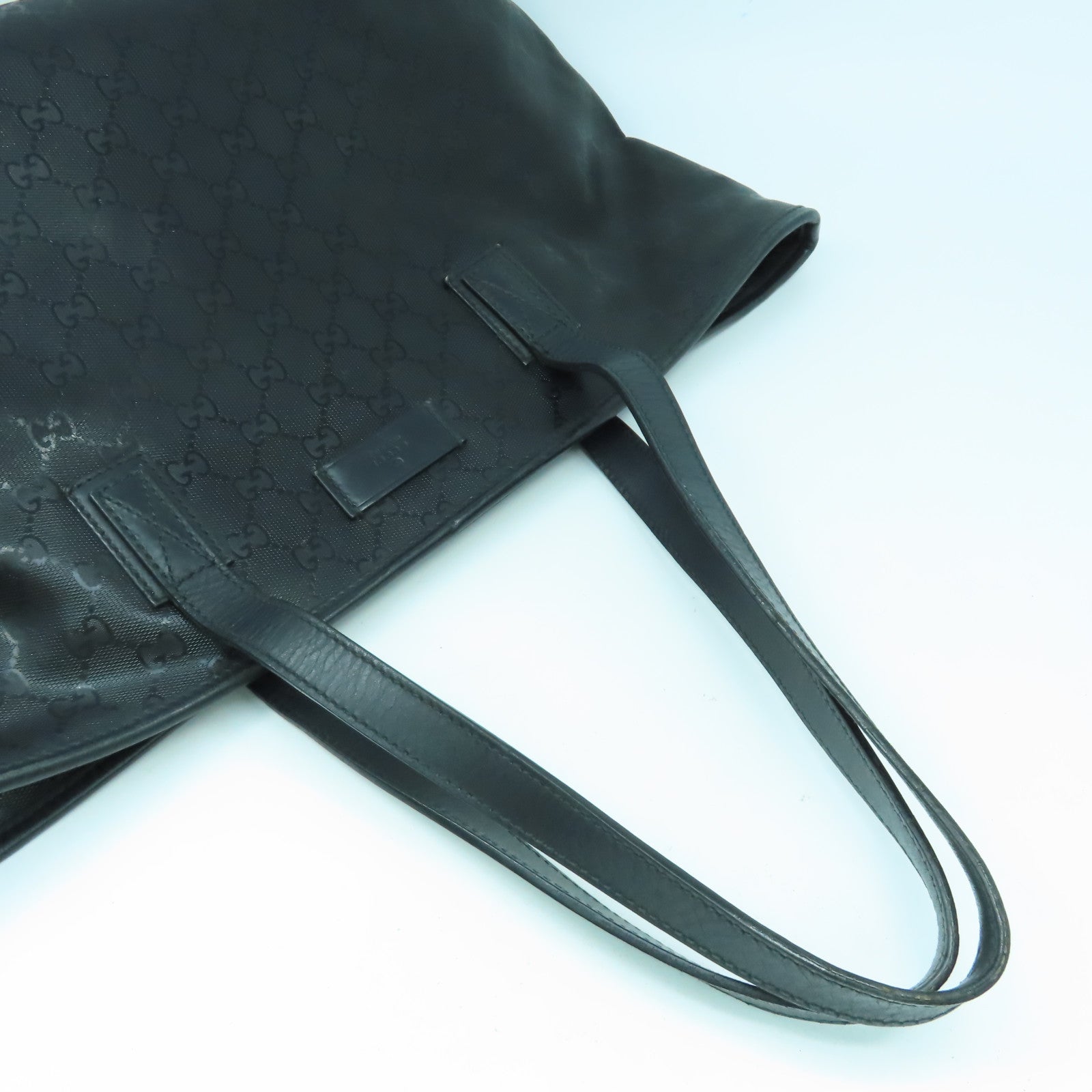 GUCCI 【激減優惠】塗層帆布Tote Bag金扣肩背袋黑色