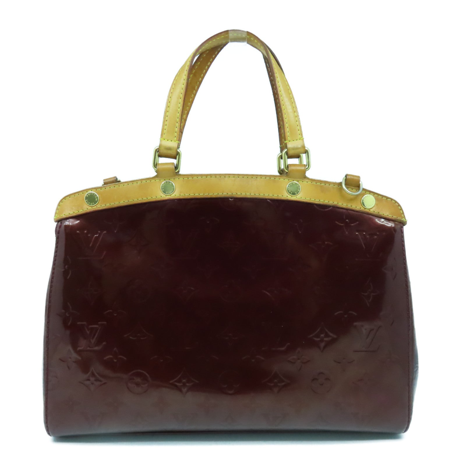 LOUIS VUITTON Monogram Vernis Brera MM金扣手挽肩背兩用袋酒紅色