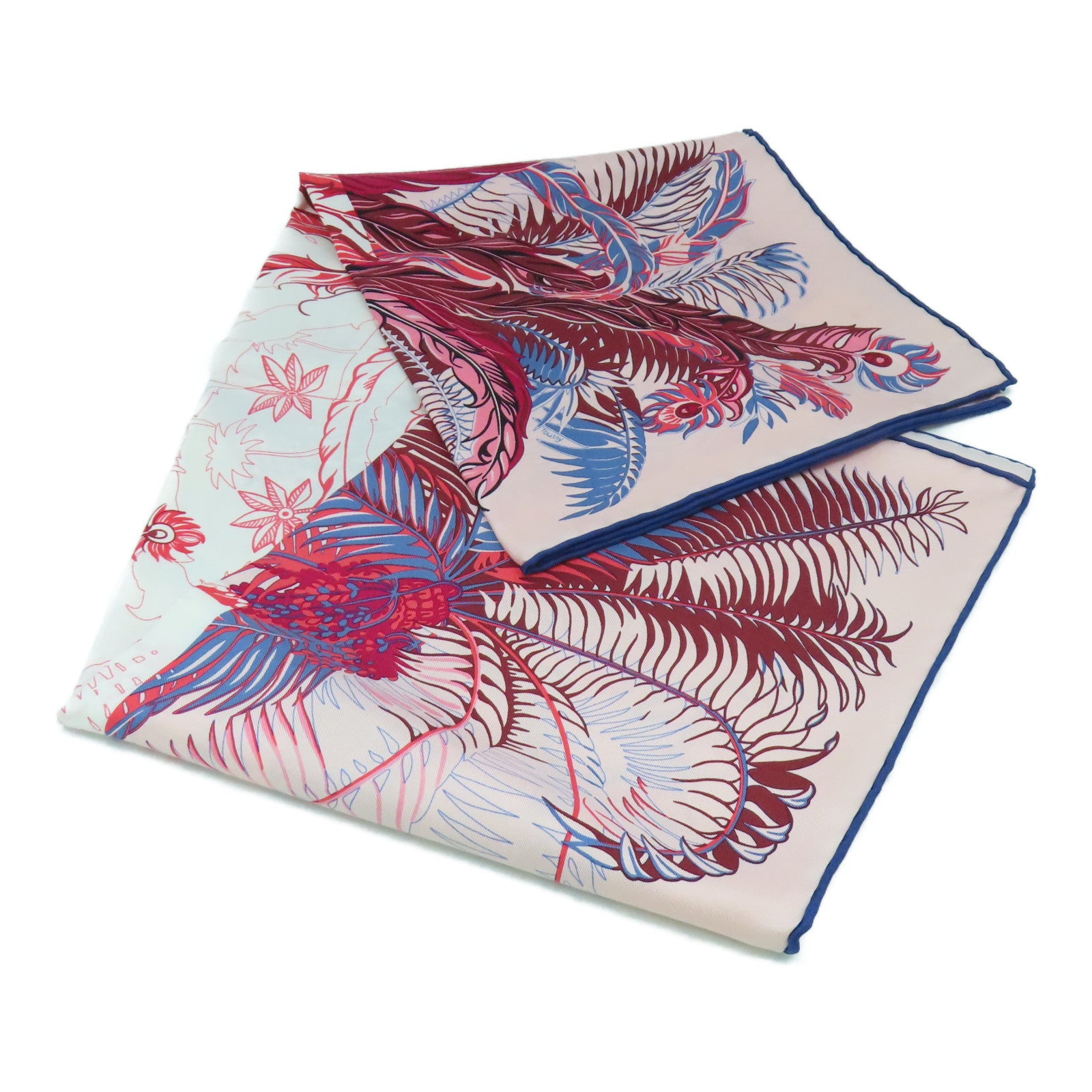 HERMES 絲質Scarf 90X90絲巾粉紅色/藍色