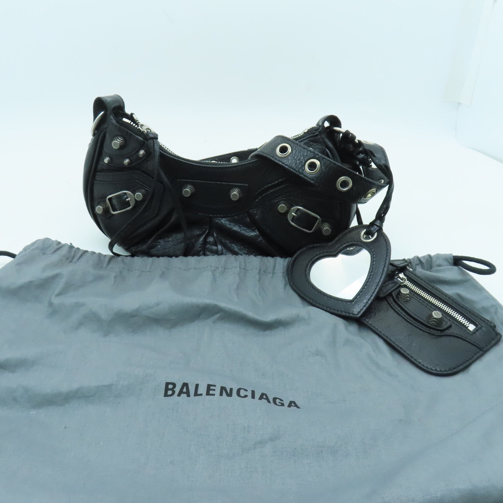 BALENCIAGA 羊皮皮革Le Cagole XS銀扣肩背袋
