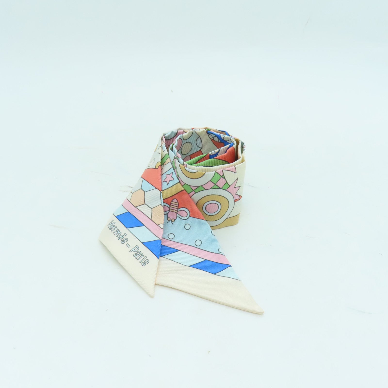 HERMES 絲質Twilly絲巾彩色