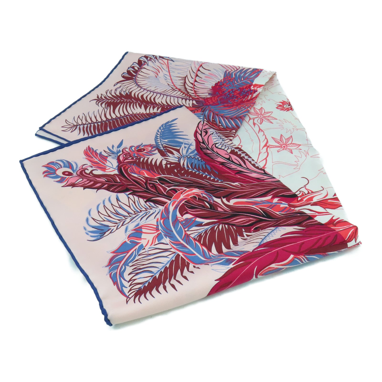HERMES 絲質Scarf 90X90絲巾粉紅色/藍色