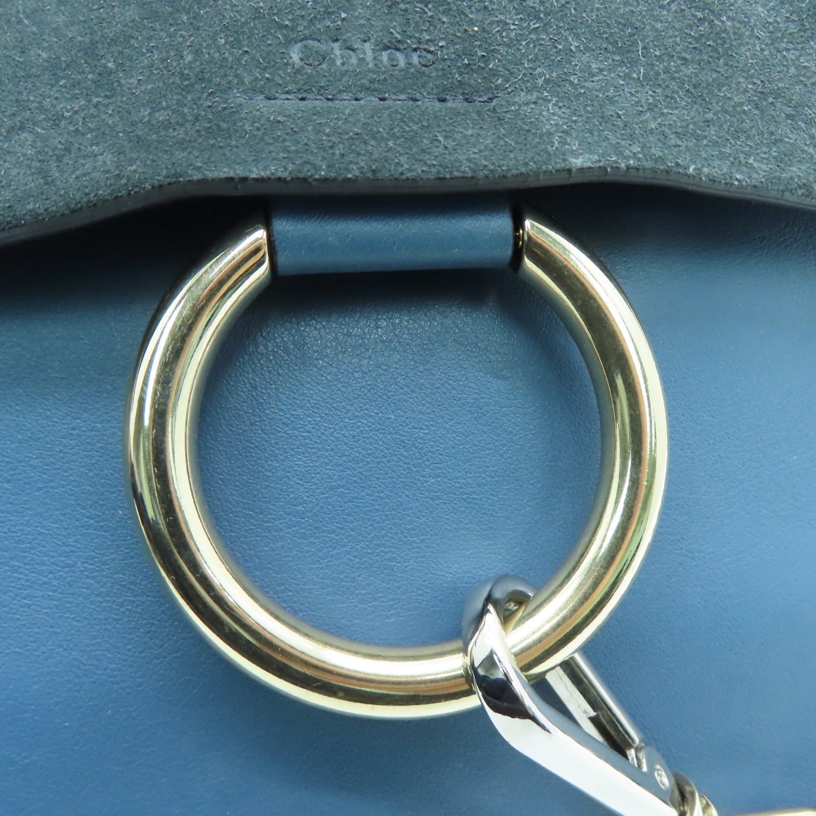 Chloe 【激減優惠】牛皮皮革/麂皮皮革Chain Shoulder金扣鏈帶肩背袋藍色
