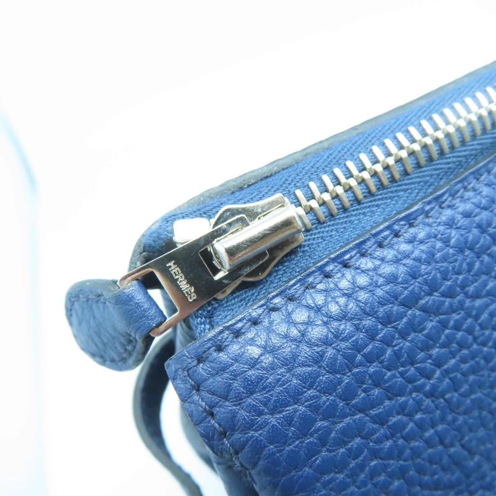 HERMES 【激減優惠】Taurillon Clemence皮革Shoulder Bag銀扣肩背袋Bleu Saphir藍色