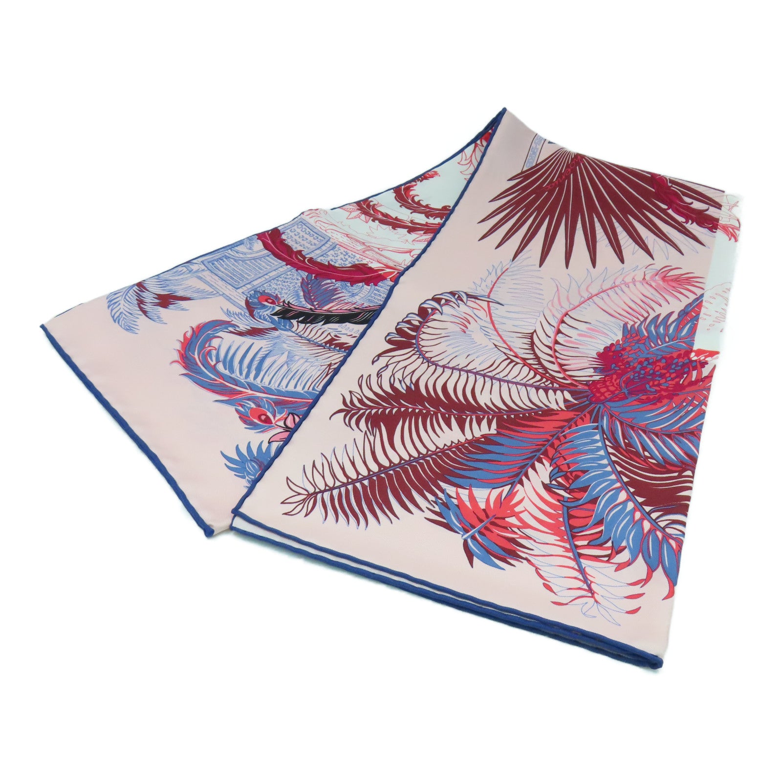 HERMES 絲質Scarf 90X90絲巾粉紅色/藍色