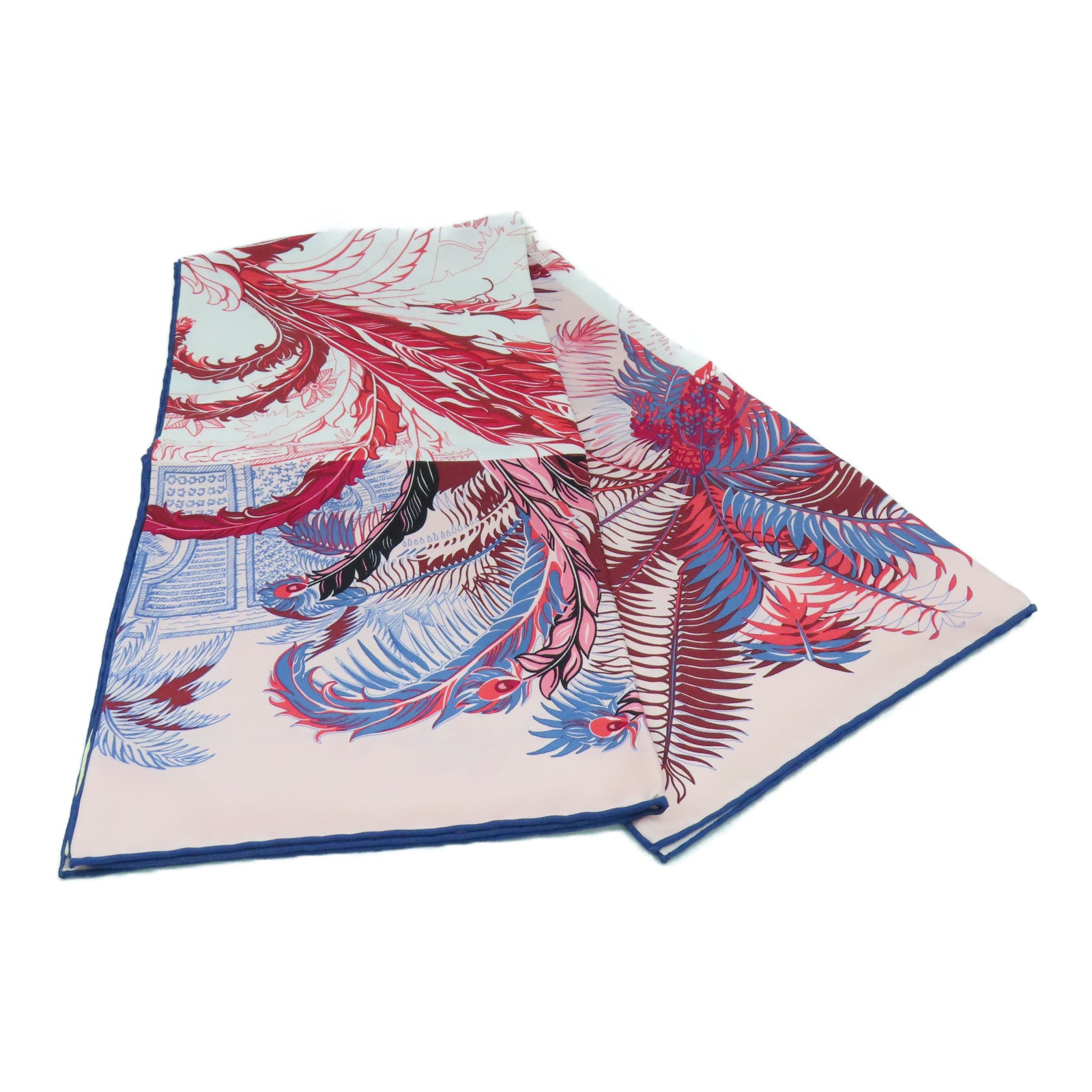 HERMES 絲質Scarf 90X90絲巾粉紅色/藍色