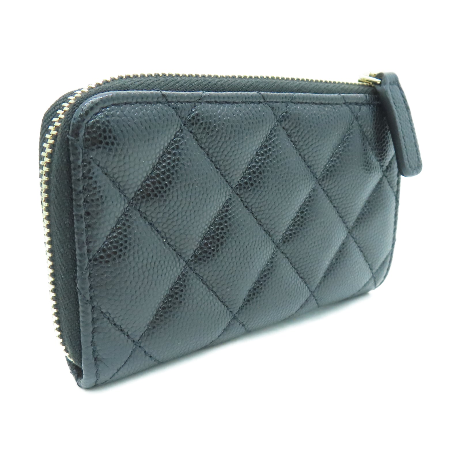 CHANEL 菱格Caviar皮革Card Case金扣卡片包黑色