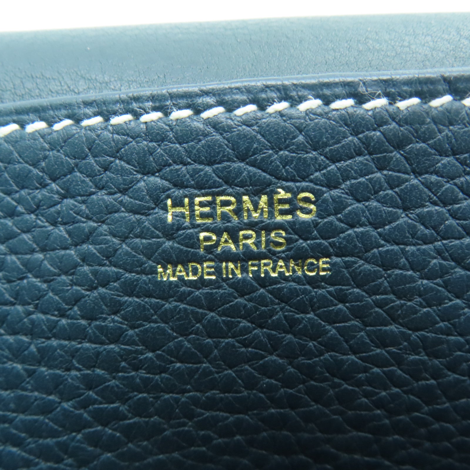 HERMES Clemence皮革Halzan 31金扣手挽肩背两用袋绿色