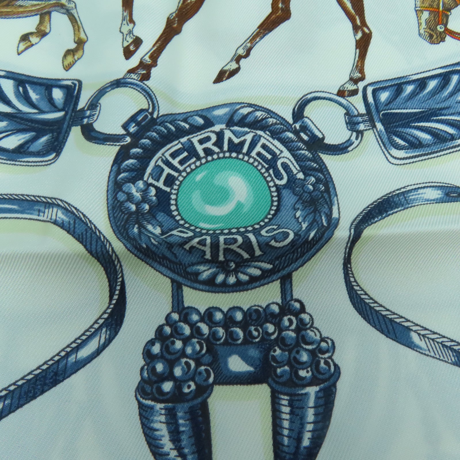 HERMES 丝质Scarf 90丝巾白色/蓝色/灰色