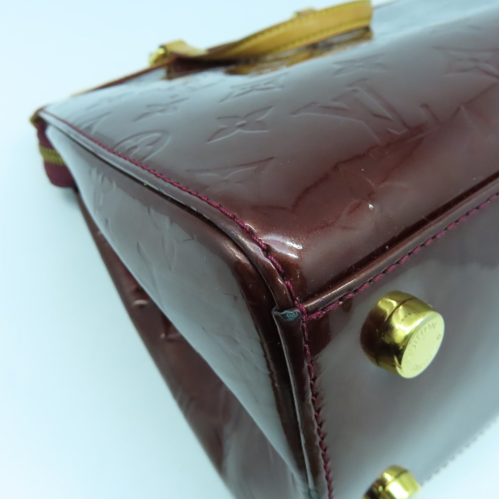LOUIS VUITTON Monogram Vernis Brera MM金扣手挽肩背兩用袋酒紅色