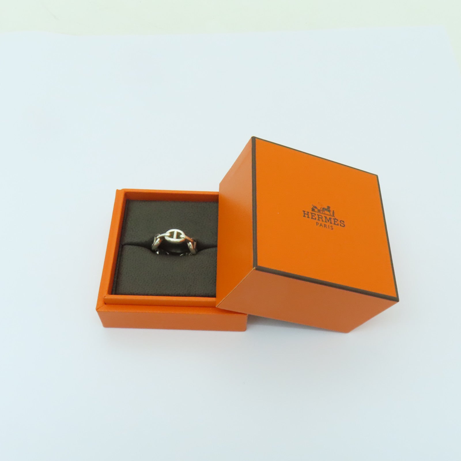 HERMES 925純銀Chaine d'ancre Enchainee Ring戒指#50