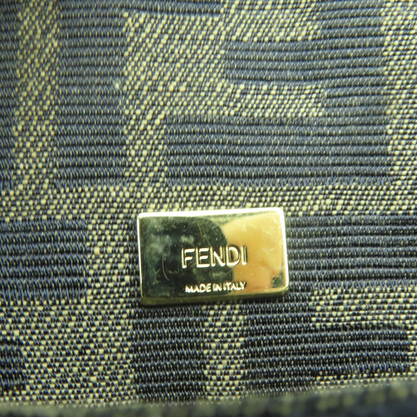 FENDI 帆布Chain Shoulder金扣鏈帶肩背袋棕色