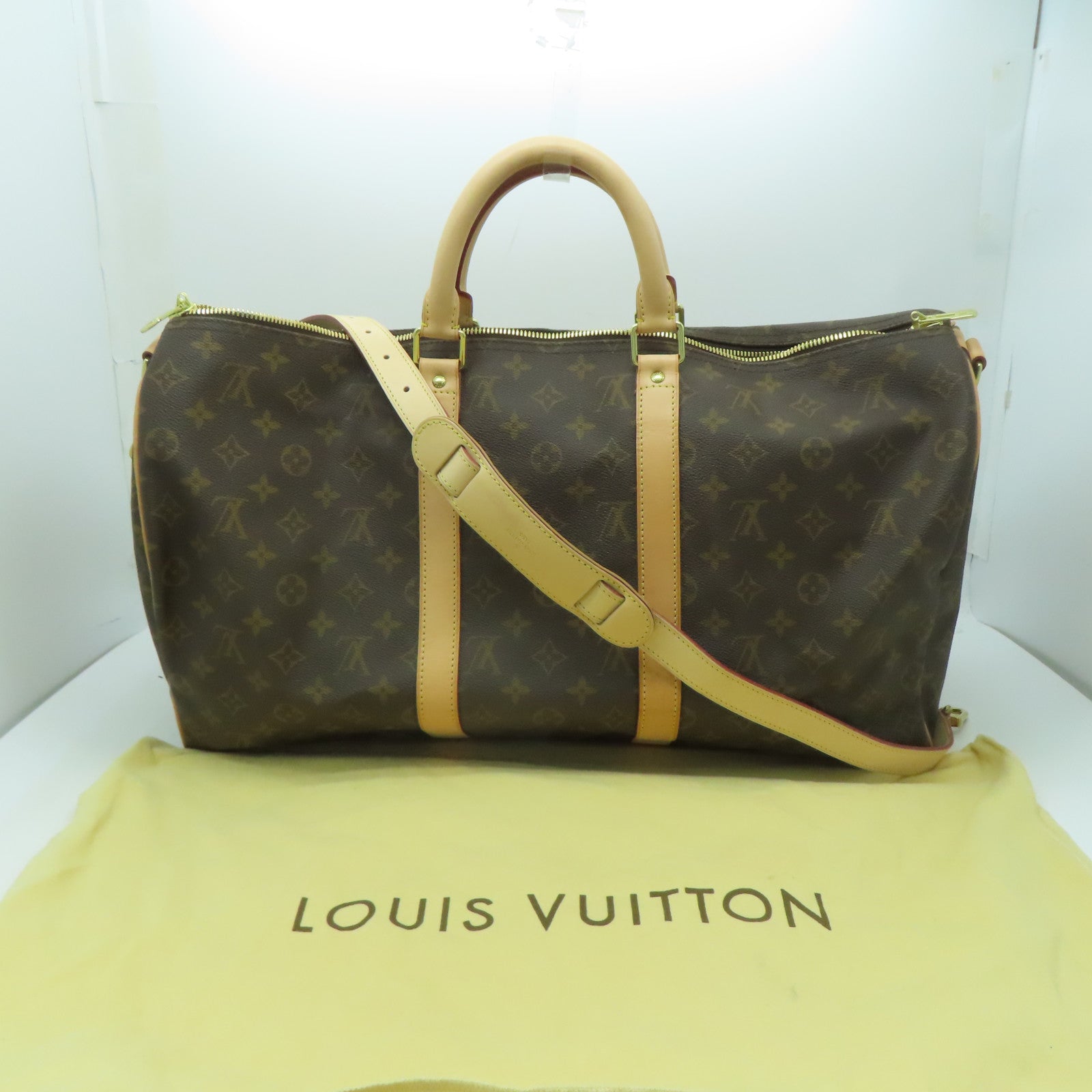 LOUIS VUITTON Monogram Keepall Bandouliere 50手挽肩背兩用袋啡色