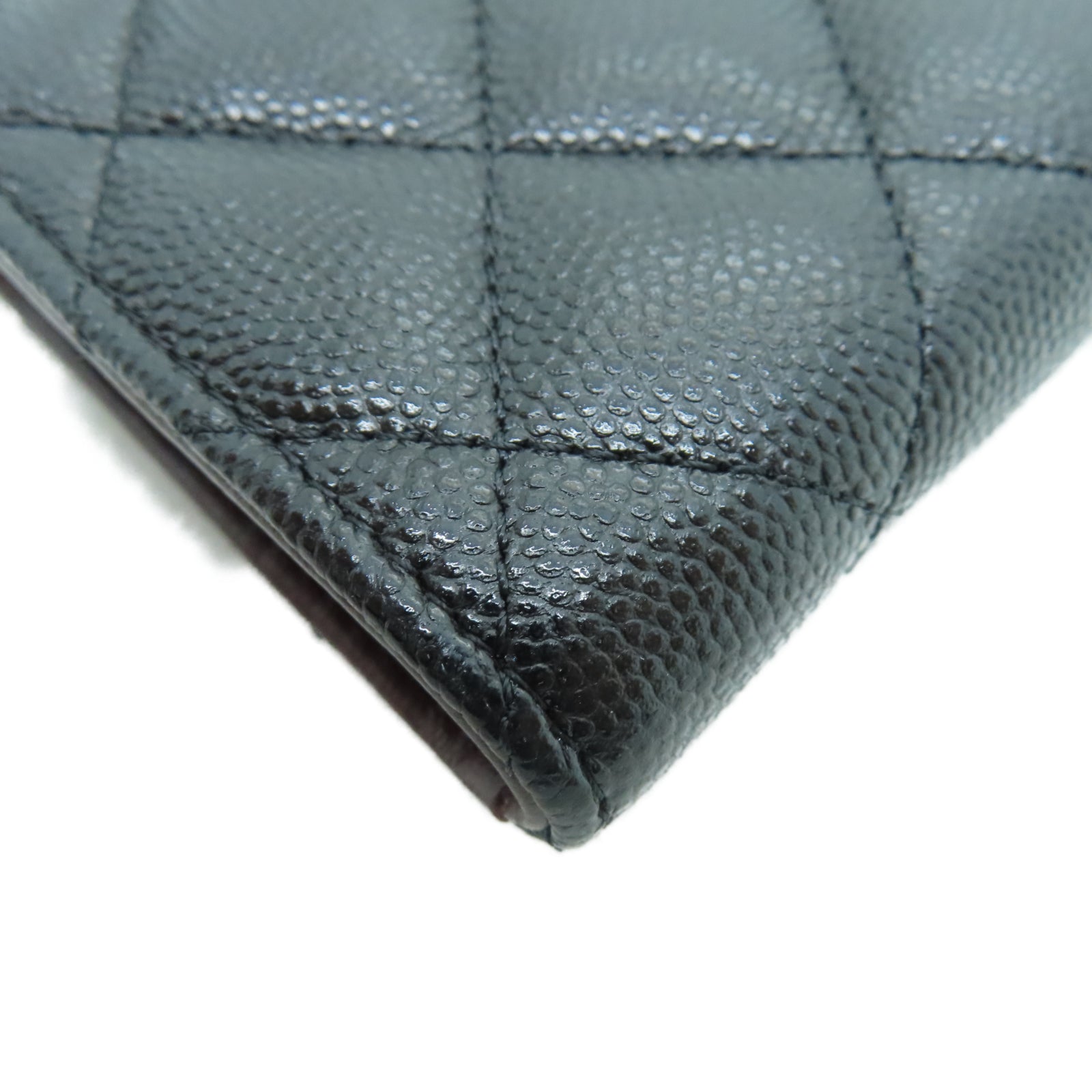 CHANEL 菱格Caviar皮革Card Case金扣卡片包黑色