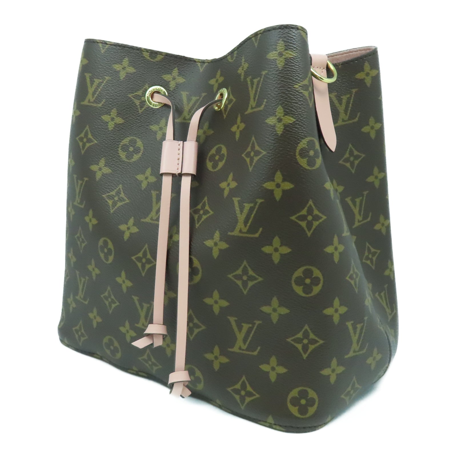 LOUIS VUITTON Monogram NeoNoe MM金扣肩背袋啡色/粉紅色