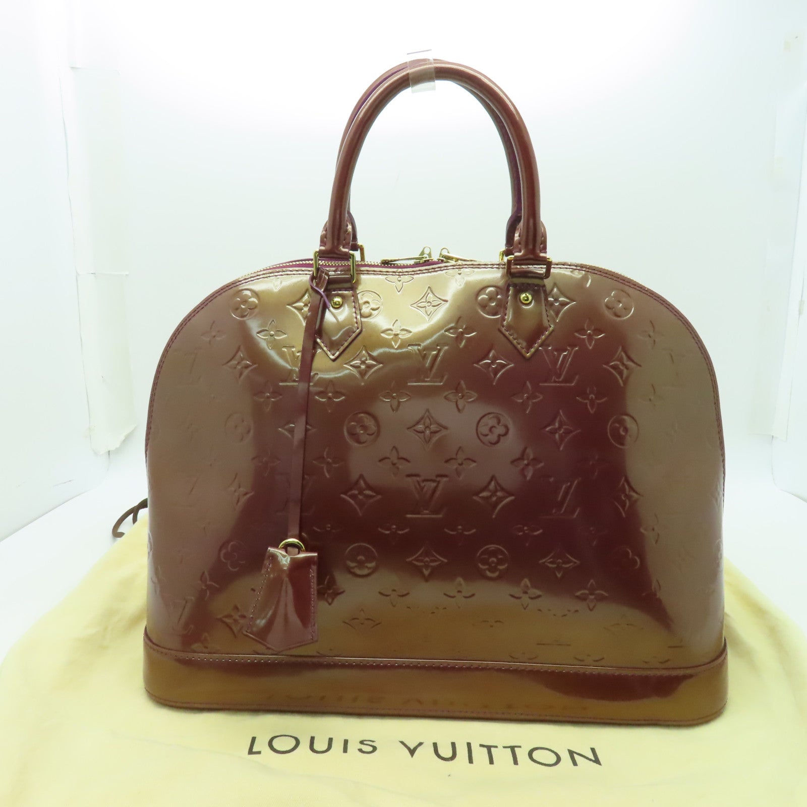 LOUIS VUITTON Vernis Alma MM金扣手挽袋紫色
