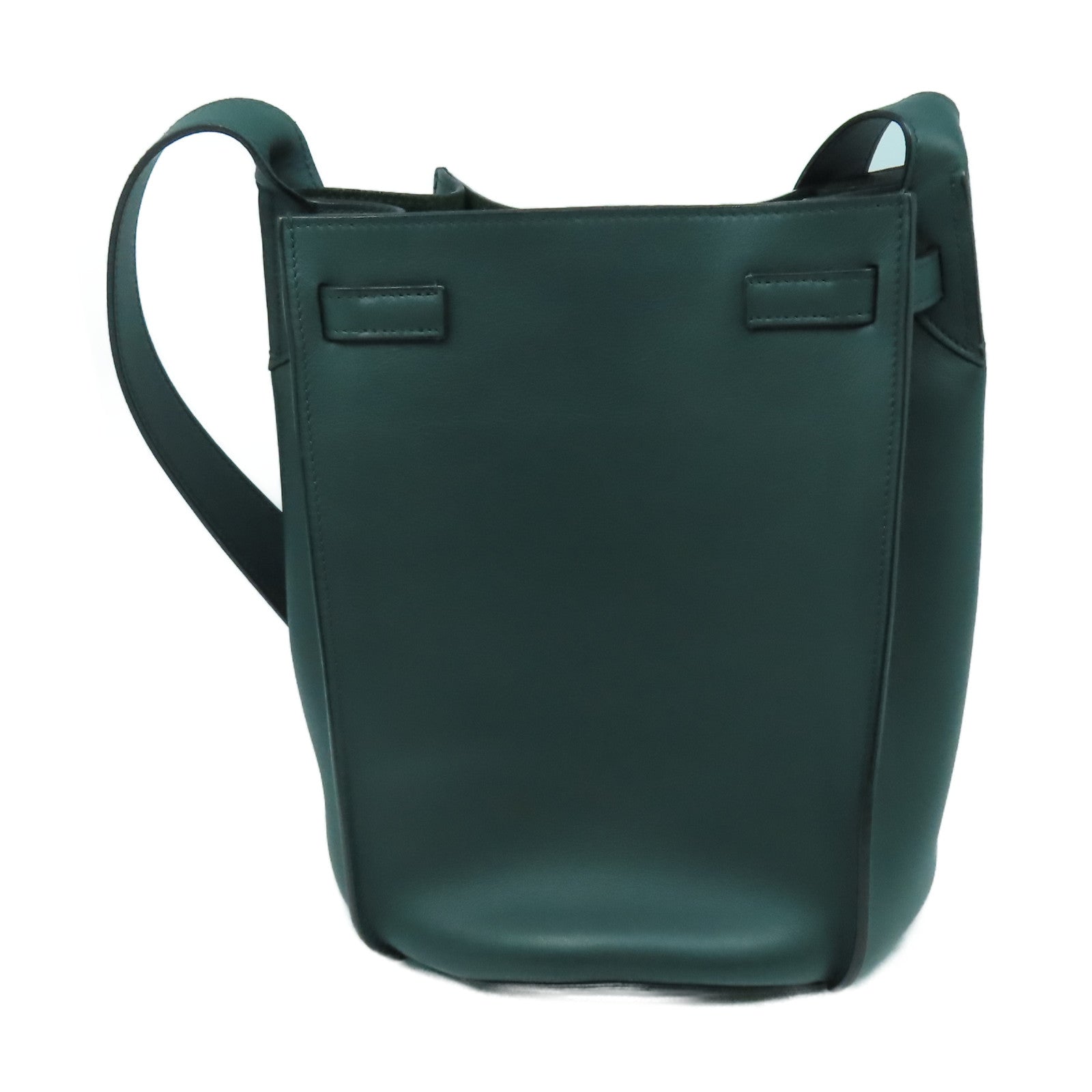 CELINE 牛皮皮革Big Bag Bucket銀扣肩背袋綠色