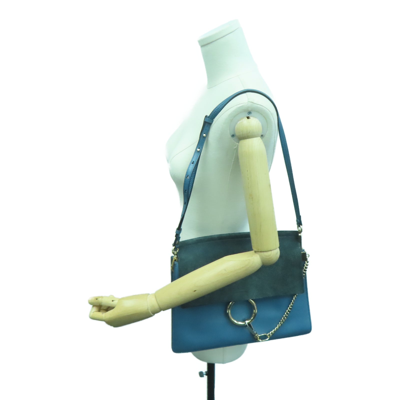 Chloe 【激減優惠】牛皮皮革/麂皮皮革Chain Shoulder金扣鏈帶肩背袋藍色
