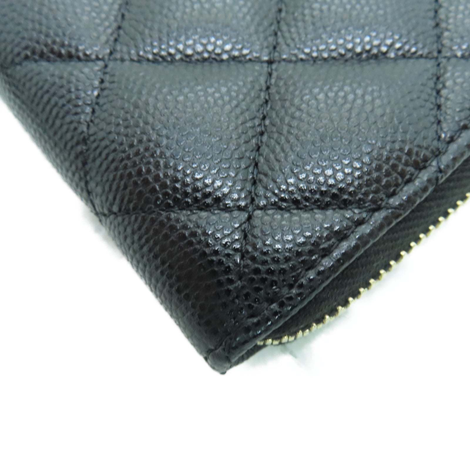 CHANEL 菱格Caviar皮革Card Case金扣卡片包黑色