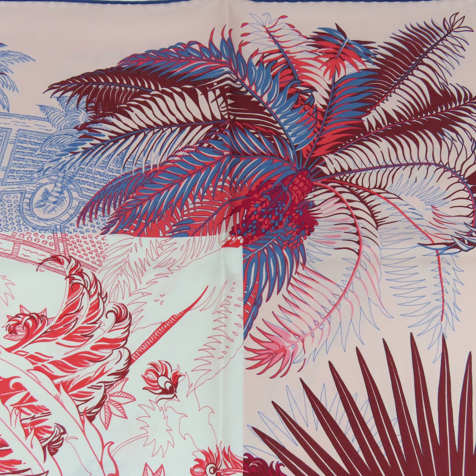 HERMES 絲質Scarf 90X90絲巾粉紅色/藍色