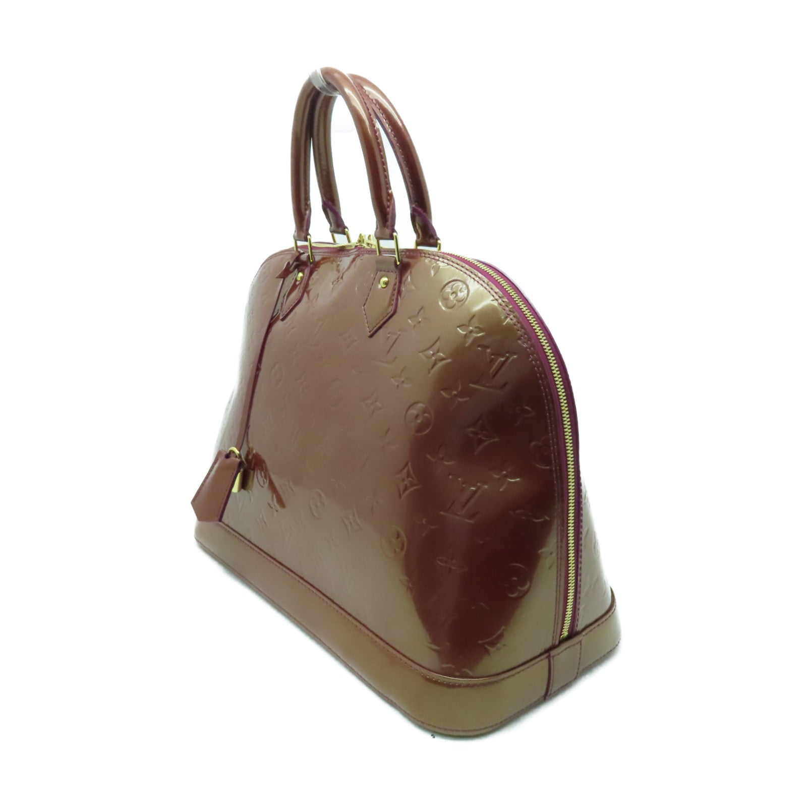 LOUIS VUITTON Vernis Alma MM金扣手挽袋紫色