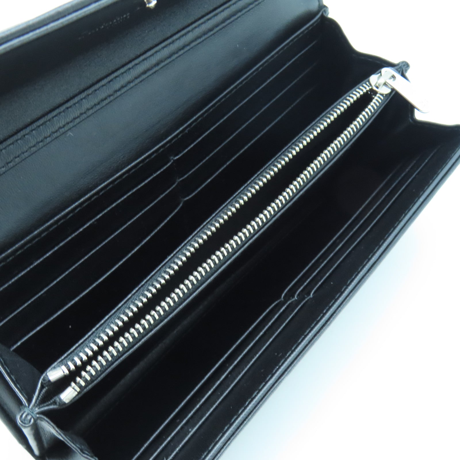 Dior Sheepskin Leather Wallet With Chain Silver Buckle Chain Shoulder Bag Black