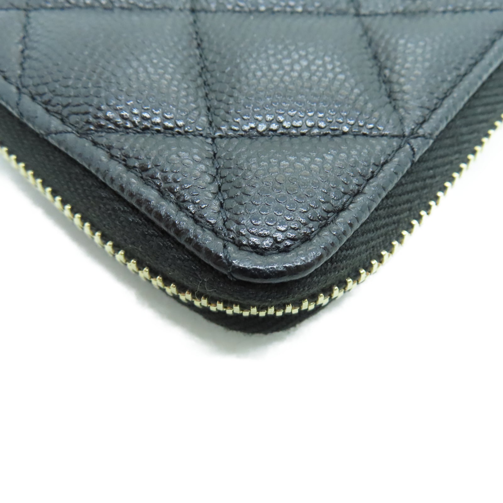 CHANEL 菱格Caviar皮革Card Case金扣卡片包黑色