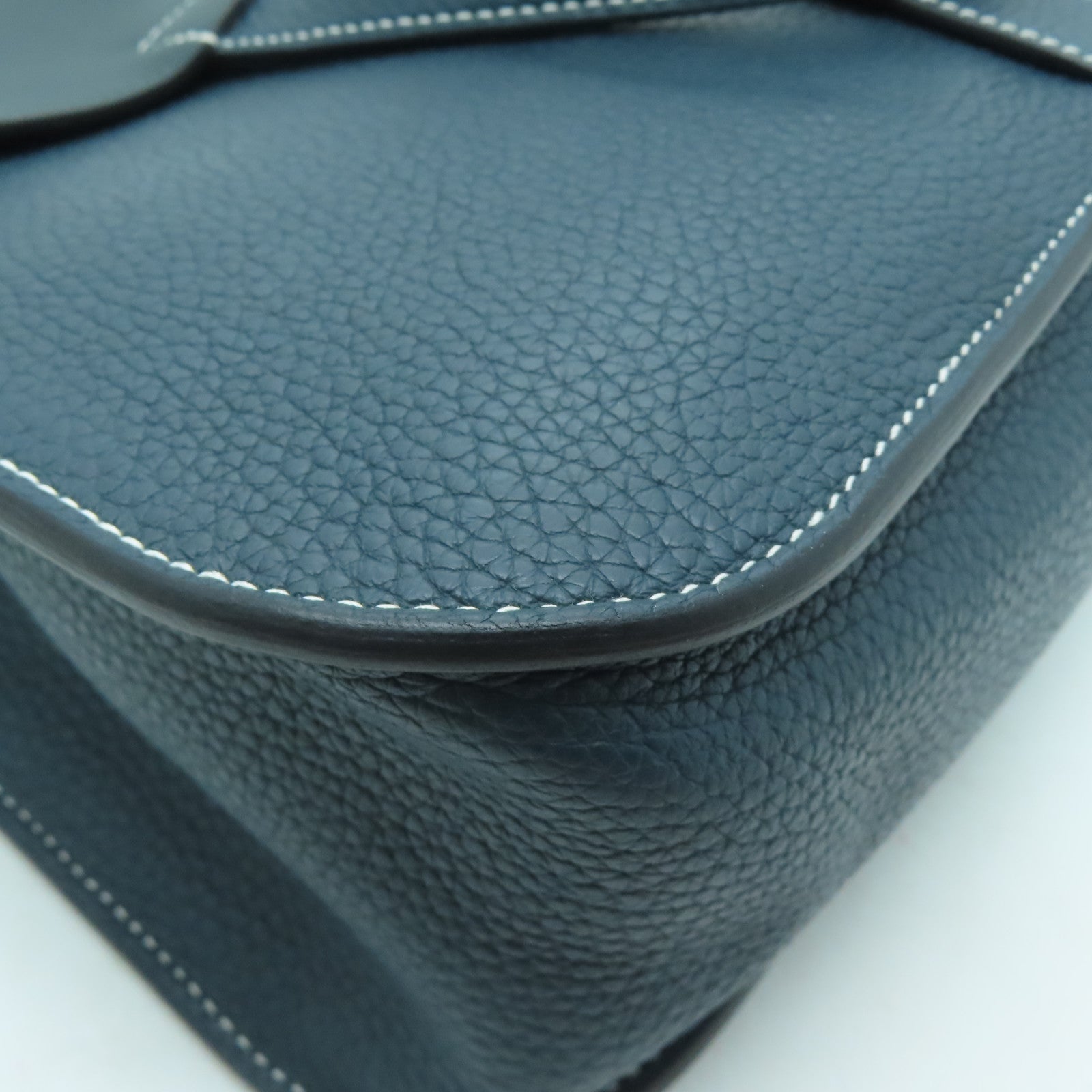 HERMES Clemence皮革Halzan 31金扣手挽肩背两用袋绿色